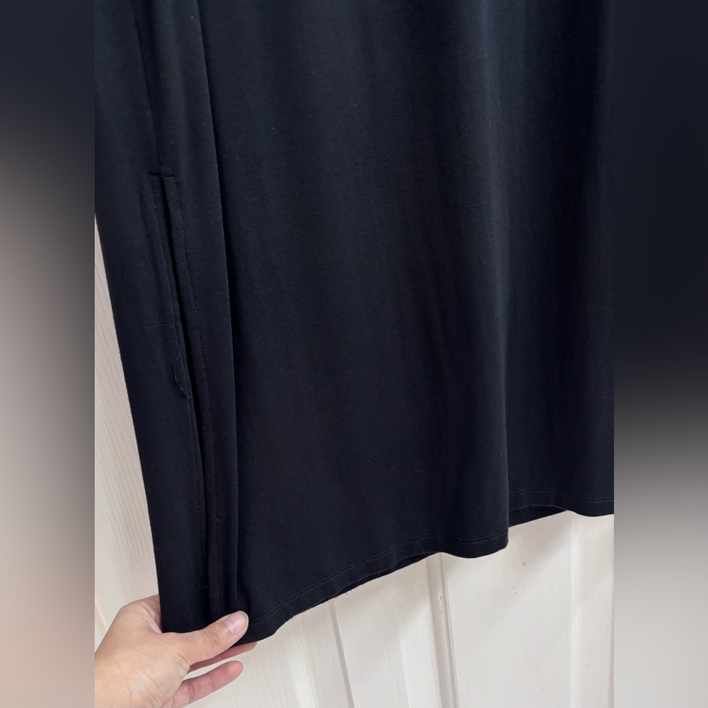 Calvin Klein Black Knit Slip Midi Dress Scoop Neck Stretch Rayon - Picture 15 of 16